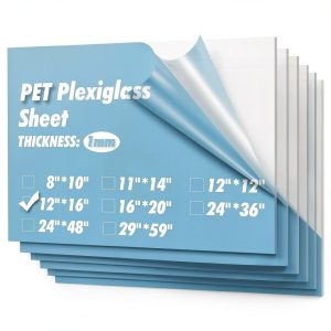 Clear PET Acrylic Sheet 5 Pack 12x12 Inch 1mm Thick by Art3d-0