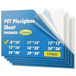 Clear PET Acrylic Sheet 5 Pack 12x12 3mm Art3d Residential Grade-0