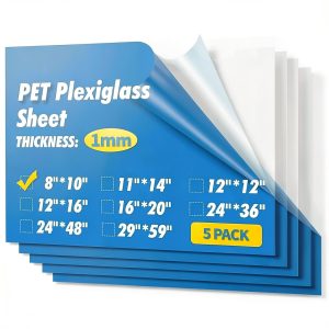 Art3d Clear PET Acrylic Sheet 12x12 Inch 1mm Thick – 5 Pack-0