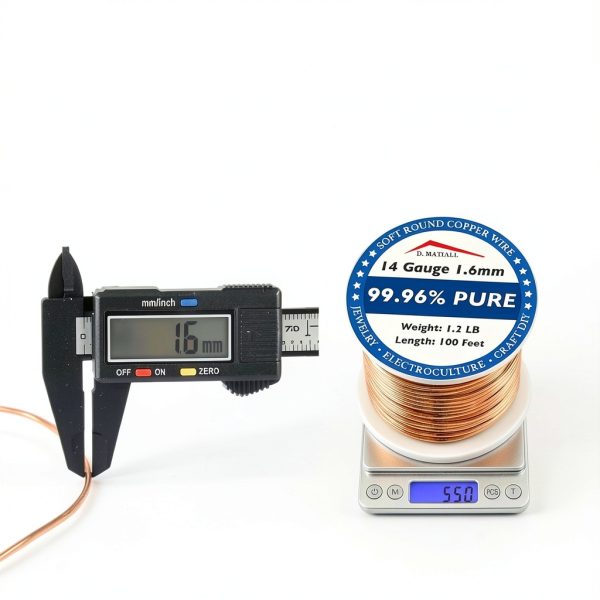 Copper Wire D.MATIALL 14 Gauge 0.55 LB Solid Copper for Electrical Use-1
