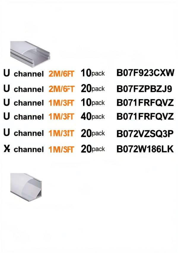 hunhun 10-Pack 6.6ft U-Shape LED Aluminum Channel System Milky Cover-6
