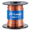 Therwen 100ft 24 Gauge Bare Copper Wire for Jewelry Making, Gardening-0